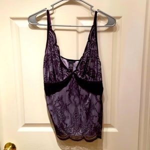 Lace Camisole top with velvet trim.